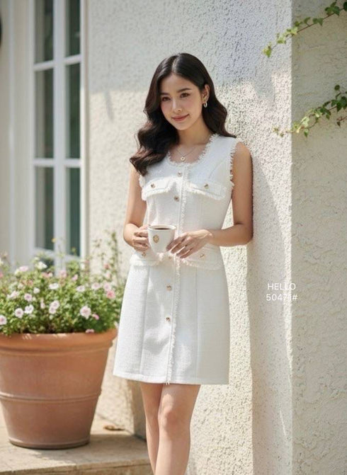 Tweed Sleeveless Short Dress